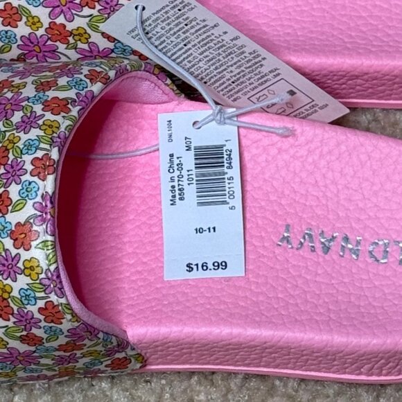 NWT - Old Navy - Girls - Pink Floral Sandals - Size 10-11 - Picture 4 of 4